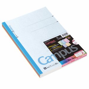 コクヨ ノ-203CAX5 キャンパスノート A4 A罫 30枚 5色 (214-1635) 1パック=5冊(各色1冊)