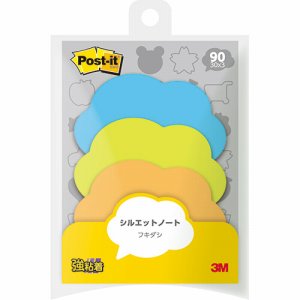 3M SSS-FKR ポスト・イット シルエットノート 強粘着タイプ フキダシ 3色 (317-5295) 1パック=3冊