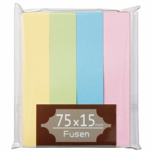 TSRF-07 ふせん 75×15mm パステルアソート 4冊パック 汎用品 (217-7618) 1パック=4冊