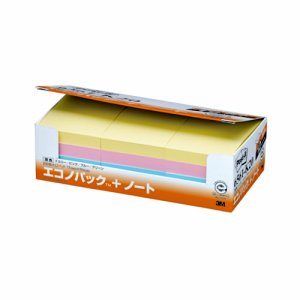 3M 6561-K20 ポスト・イット エコノパック ノート 再生紙 75×50mm 混色 (819-3391) 1パック=12