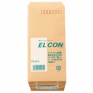 ピース 4270 R40再生紙クラフト封筒 テープのり付 長4 70G /M2 〒枠あり (012-4935) 1パック=100