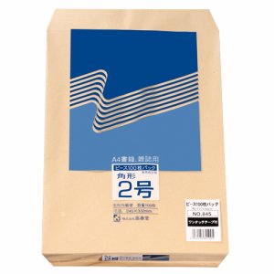 ピース 845 R40再生紙クラフト封筒 テープのり付 角2 85G /M2 (411-8947) 1パック=100枚