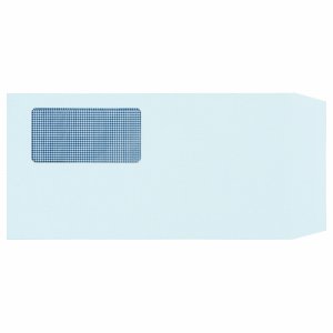 MN3-100TB 窓付封筒 裏地紋付 長3 テープのり付 80G／M2 ブルー（窓：フィルム） 汎用品 (610-5778) 