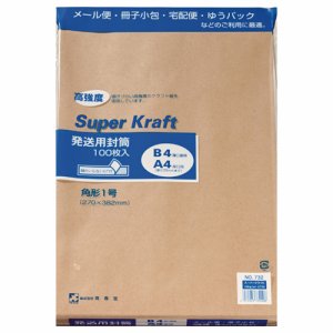 ピース 732-00 発送用封筒スーパークラフト テープ付 角1 100G /M2 (318-4417) 1パック=100枚