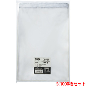 TOP4-195F OPP袋 フタ・テープ付 B5用 195×270+40mm 1セット1000枚 汎用品 (913-2190)