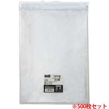 TOP4-225F OPP袋 フタ・テープ付 A4用 225×310+40mm 1セット500枚 汎用品 (913-2083)