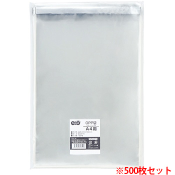 TOP225TS OPP袋 フタ・テープ付 A4用 225×310+40mm 1セット500枚 汎用品 (911-6621) 1