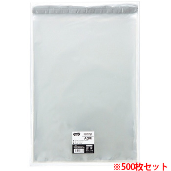 TOP-310FT OPP袋 フタ・テープ付 A3用 310×430+40mm 1セット500枚 汎用品 (913-3715)