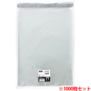 TOP-310FT OPP袋 フタ・テープ付 A3用 310×430+40mm 1セット1000枚 汎用品 (913-3702)