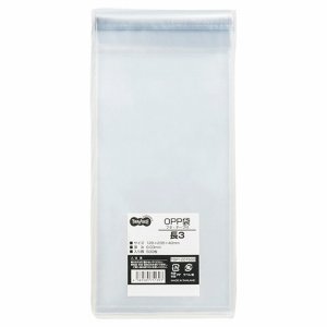 TOP120T500 OPP袋 フタ・テープ付 長3 120×235+40mm 汎用品 (212-6632) 1パック=500枚