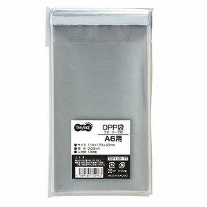 TOP110F-TT OPP袋 フタ・テープ付 A6用 110×170＋40mm 汎用品 (215-3768) 1パック＝100