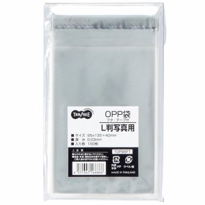 TOP95FT OPP袋 フタ・テープ付 L判写真用 95×135＋40mm 汎用品 (018-5075) 1パック＝100枚