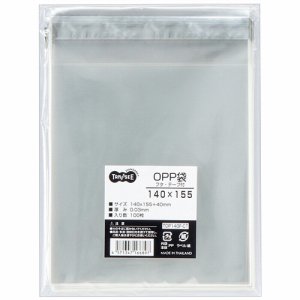 TOP140F-CT OPP袋 フタ・テープ付 140×155+40mm 汎用品 (018-5112) 1パック=100枚