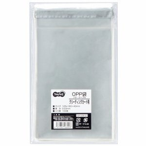 TOP125F-GT OPP袋 フタ・テープ付 グリーティングカード用 125×180+40mm 汎用品 (018-5129)