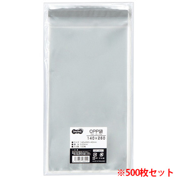 TOP140FT OPP袋 フタ・テープ付 140×260+40mm 1セット500枚 汎用品 (913-4009) 1セット=