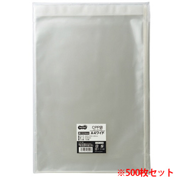 TCPP-A4W CPP袋 A4ワイド用フタ・テープ付 240×330+40mm 1セット500枚 汎用品 (912-0883)
