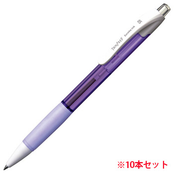 TS-SB05-LV ノック式油性ボールペン(なめらかインク) 0.5mm 黒 軸色ラベンダー 10本セット 汎用品 (913-