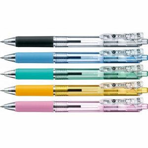 ペンテル BXB117-5 油性ボールペン ビクーニャ フィール 0.7mm 黒 カラー軸 アソート(5色各1本) (215-2
