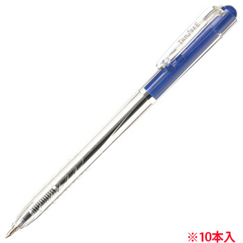 TSH-B07TBL ノック式油性ボールペン 0.7mm 青 (軸色:クリア) 汎用品 (317-9873) 1パック＝10本