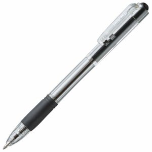 TSH-BG07TB ノック式油性ボールペン グリップ付 0.7mm 黒 (軸色:クリア) 汎用品 (317-9903) 1パッ