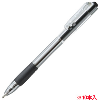 TSH-BG07TB ノック式油性ボールペン グリップ付 0.7mm 黒 (軸色:クリア) 汎用品 (317-9903) 1パッ