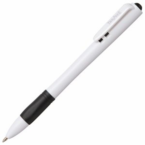 TSH-BG07WB ノック式油性ボールペン グリップ付 0.7mm 黒 (軸色:白) 汎用品 (317-9927) 1パック＝