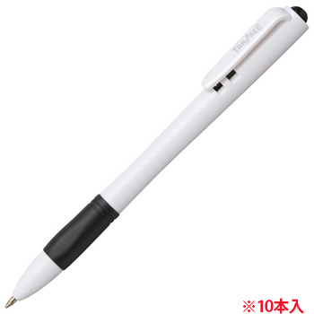 TSH-BG07WB ノック式油性ボールペン グリップ付 0.7mm 黒 (軸色:白) 汎用品 (317-9927) 1パック=