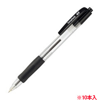 TS-07-CBK ノック式油性ボールペン 0.7mm 黒 (軸色:クリア) 汎用品 (015-6914) 1箱=10本