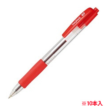 TS-07-CRD ノック式油性ボールペン 0.7mm 赤 (軸色:クリア) 汎用品 (015-6921) 1箱＝10本