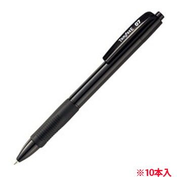 TS-07-BBK ノック式油性ボールペン 0.7mm 黒 (軸色:黒) 汎用品 (015-6938) 1箱=10本