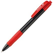 TS-07-BRD ノック式油性ボールペン 0.7mm 赤 (軸色:黒) 汎用品 (015-6945) 1箱＝10本