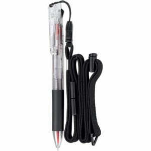 17-8430002 2色ボールペン ストラップ付 0.7mm (軸色:透明) 汎用品 (015-7119)