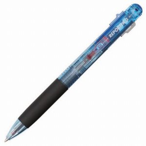 トンボ BC-TRC40 3色油性ボールペン リポーター3 0.7mm (軸色 透明ブルー) (216-2775)