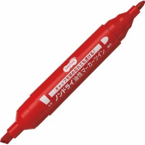 TS-NDMB-1R キャップ式ノンドライ油性マーカー ツイン 太字+細字 赤 汎用品 (215-7681)