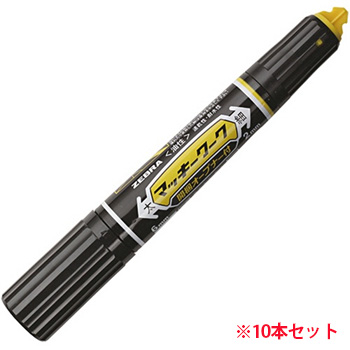 ゼブラ P-YYT21-BK 油性マーカー マッキーワーク 角芯太字+丸芯細字 黒 (913-3096) 1セット=10本