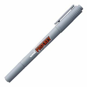 三菱鉛筆 PM120T.37 水性マーカー プロッキー 細字丸芯＋極細 灰 (413-9669)
