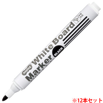 TS-WBMBG-B ホワイトボードマーカー 中字丸芯 黒 12本セット 汎用品 (910-0072) 1セット=12本