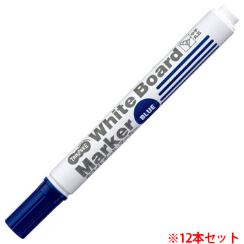 TS-WBMBG-L ホワイトボードマーカー 中字丸芯 青 12本セット 汎用品 (910-0099) 1セット=12本