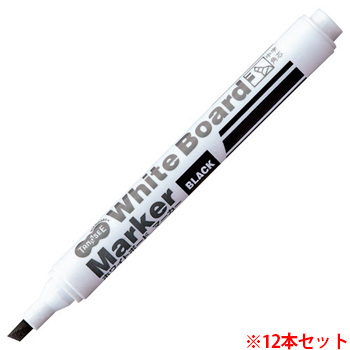 TS-WBBGT-B ホワイトボードマーカー 中字角芯 黒 12本セット 汎用品 (914-9968) 1セット＝12本