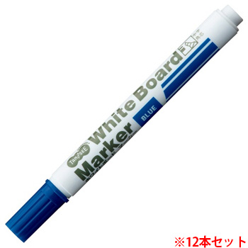 TS-WBBGT-L ホワイトボードマーカー 中字角芯 青 12本セット 汎用品 (914-9995) 1セット＝12本