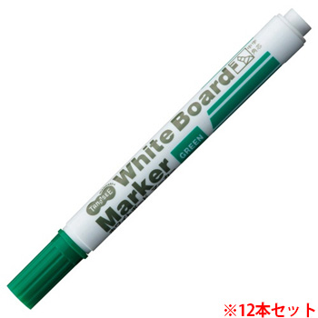 TS-WBBGT-G ホワイトボードマーカー 中字角芯 緑 12本セット 汎用品 (914-9981) 1セット=12本