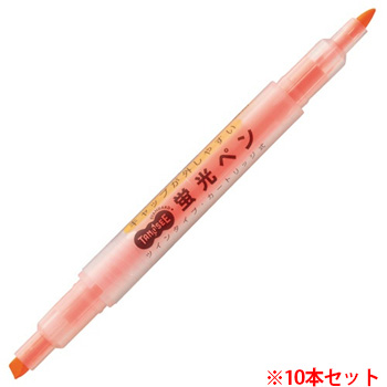 TS-WKT11OR キャップが外しやすい蛍光ペン ツイン オレンジ 1セット(10本) 汎用品 (912-4907) 1セット