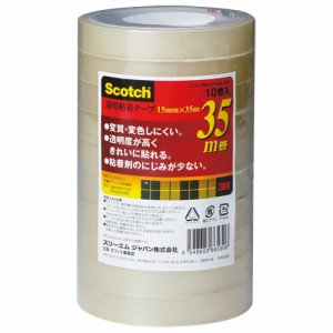 3M 500-3-1535-10P スコッチ 透明粘着テープ 15mm×35m (318-1296) 1パック=10巻
