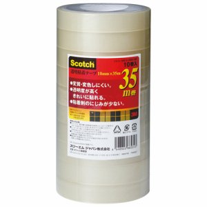 3M 500-3-1835-10P スコッチ 透明粘着テープ 18mm×35m (910-7754) 1セット=50巻(10巻×
