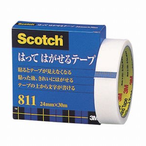 3M 811-3-24 スコッチ はってはがせるテープ 811 大巻 24mm×30m 紙箱入 カット金具付 (015-3249