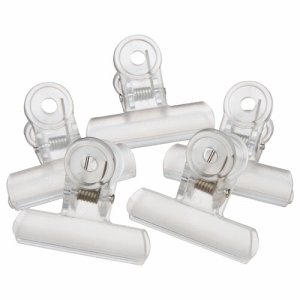 ミツヤ PCC-5P-TM クリアクリップ アクア 中 口幅50mm 透明 (814-4294) 1パック=5個