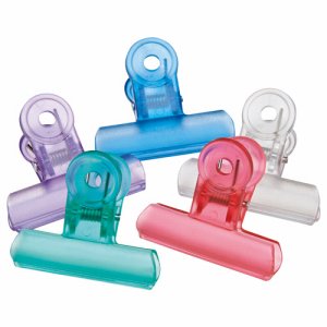 ミツヤ PCC-5P-AS クリアクリップ アクア 中 口幅50mm 5色アソート (814-4300) 1パック=5個:各色1