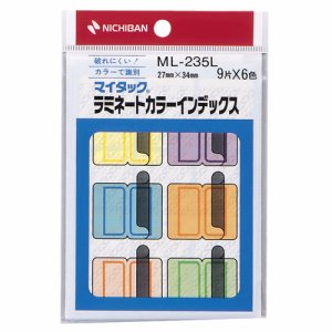 ニチバン ML-235L マイタック ラミネートカラーインデックス 保護フィルム付 大 27×34mm 6色 (611-3094