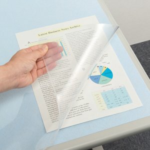 ODM-6045TL 再生透明オレフィンデスクマット ダブル下敷付 600×450mm ライトブルー 汎用品