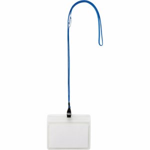 OR-5469-B 吊下げ名札 防水チャック付 大 青 汎用品
